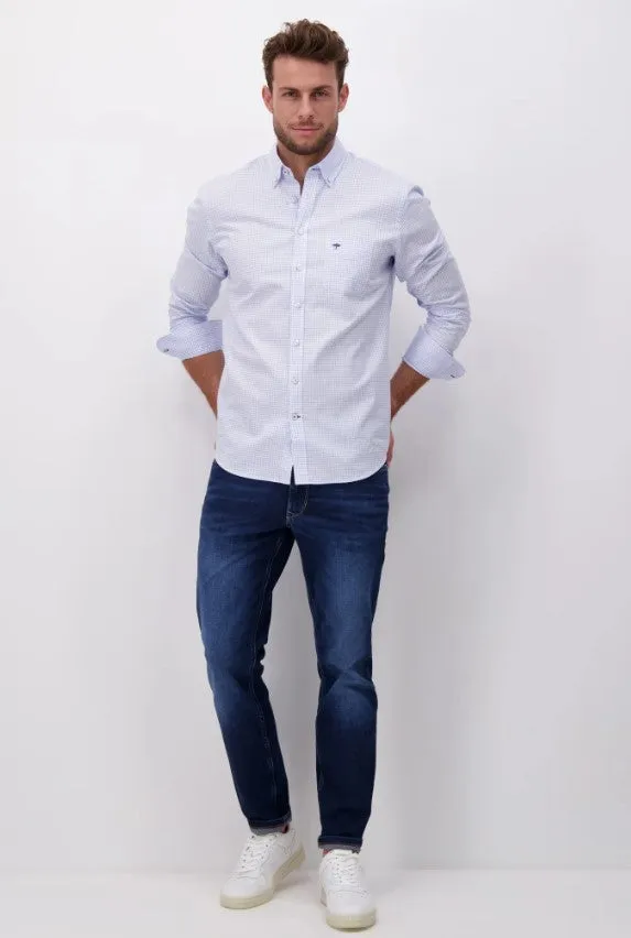 Fynch Hatton - Oxford Shirt, Check, Blue