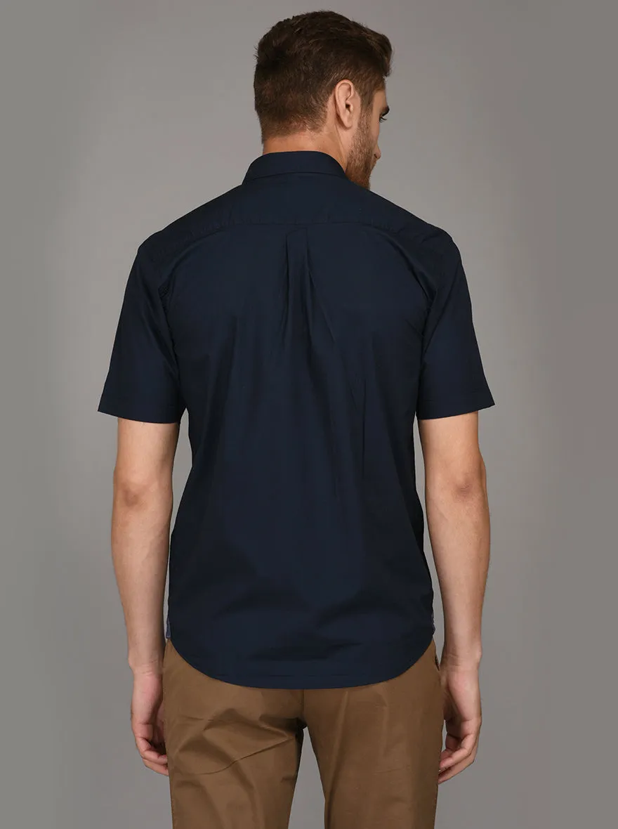 Greenfibre Navy Blue Regular Fit Casual Shirt