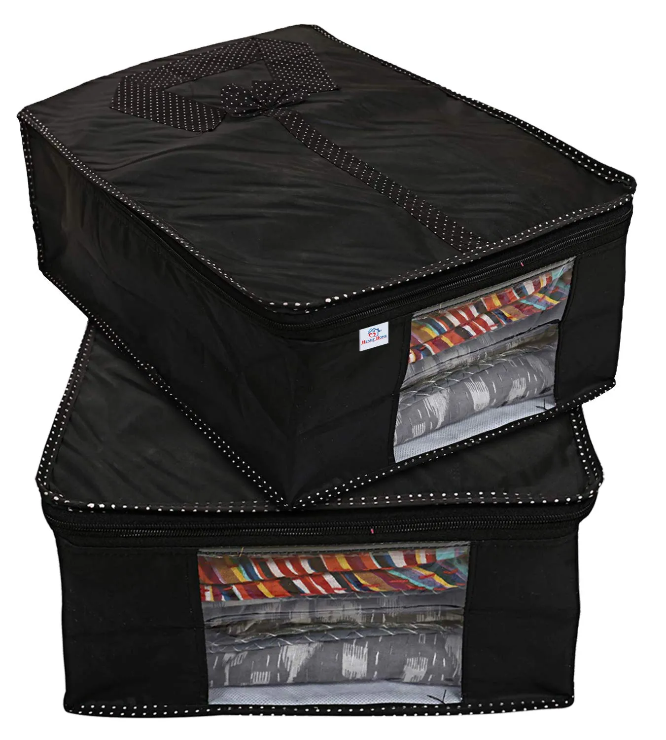 Heart Home Shirts and Clothing Organizer With Clear Window-Pack of 2 (Black)