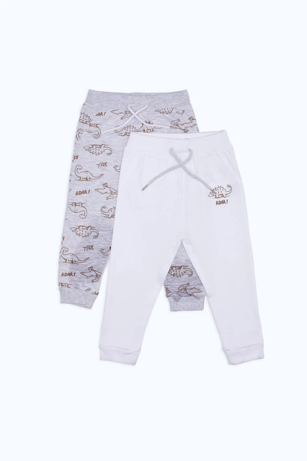 Infant Boys Grey And White Dino Print Active Pant (Pack of 2)