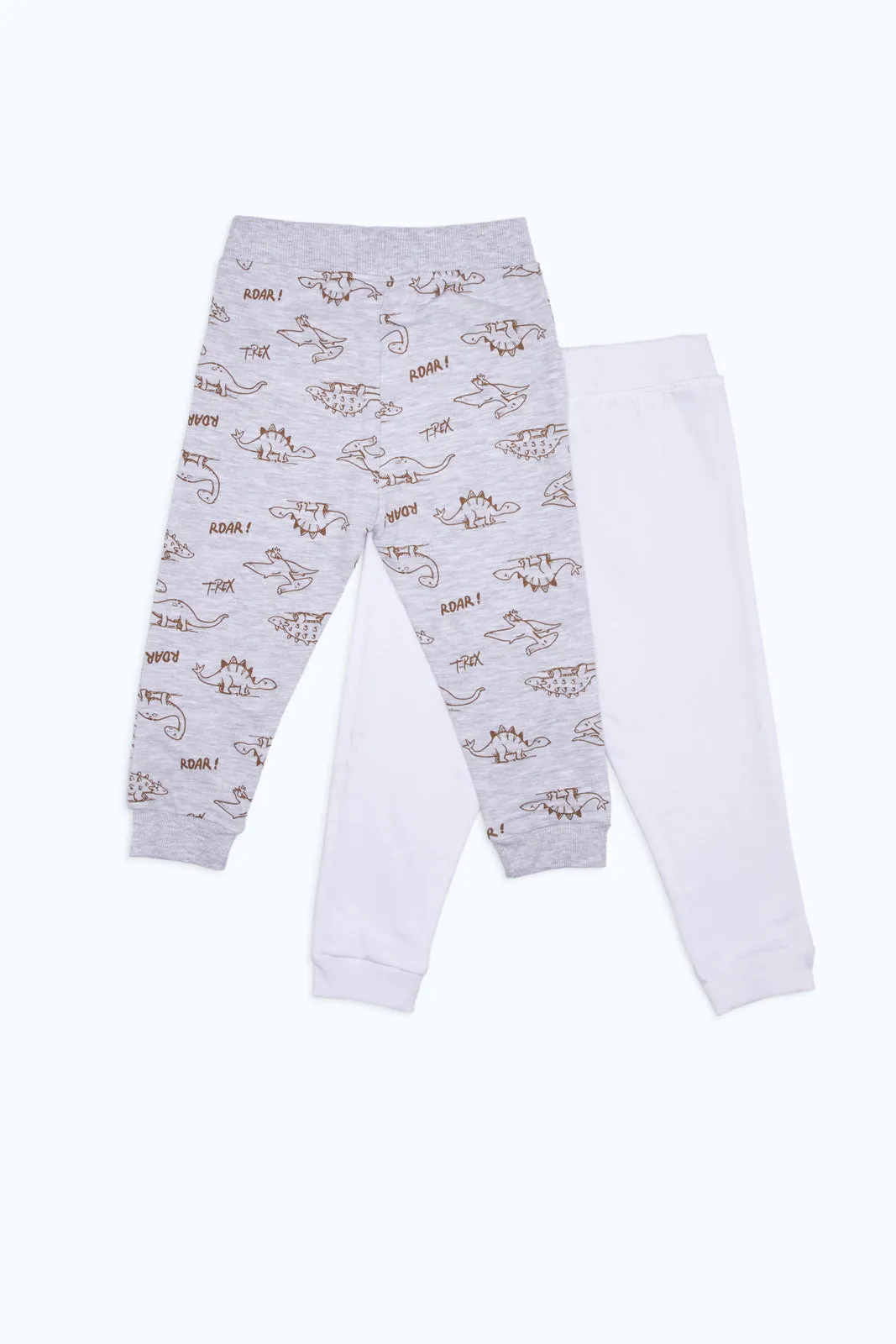 Infant Boys Grey And White Dino Print Active Pant (Pack of 2)