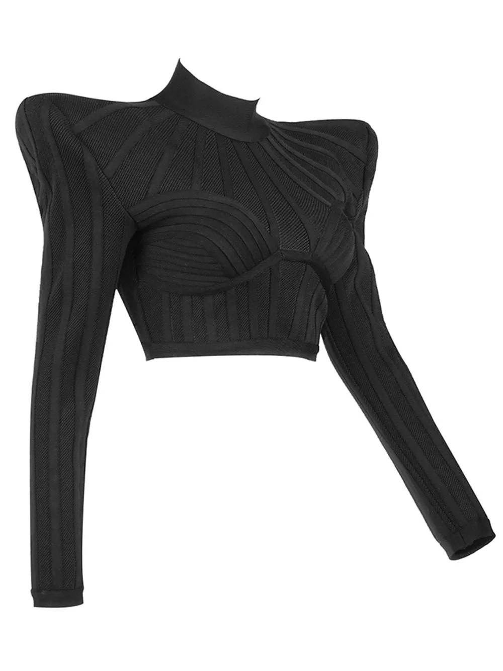 Jacquard Striped Crop Tops