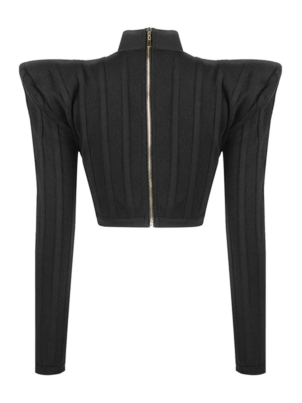 Jacquard Striped Crop Tops