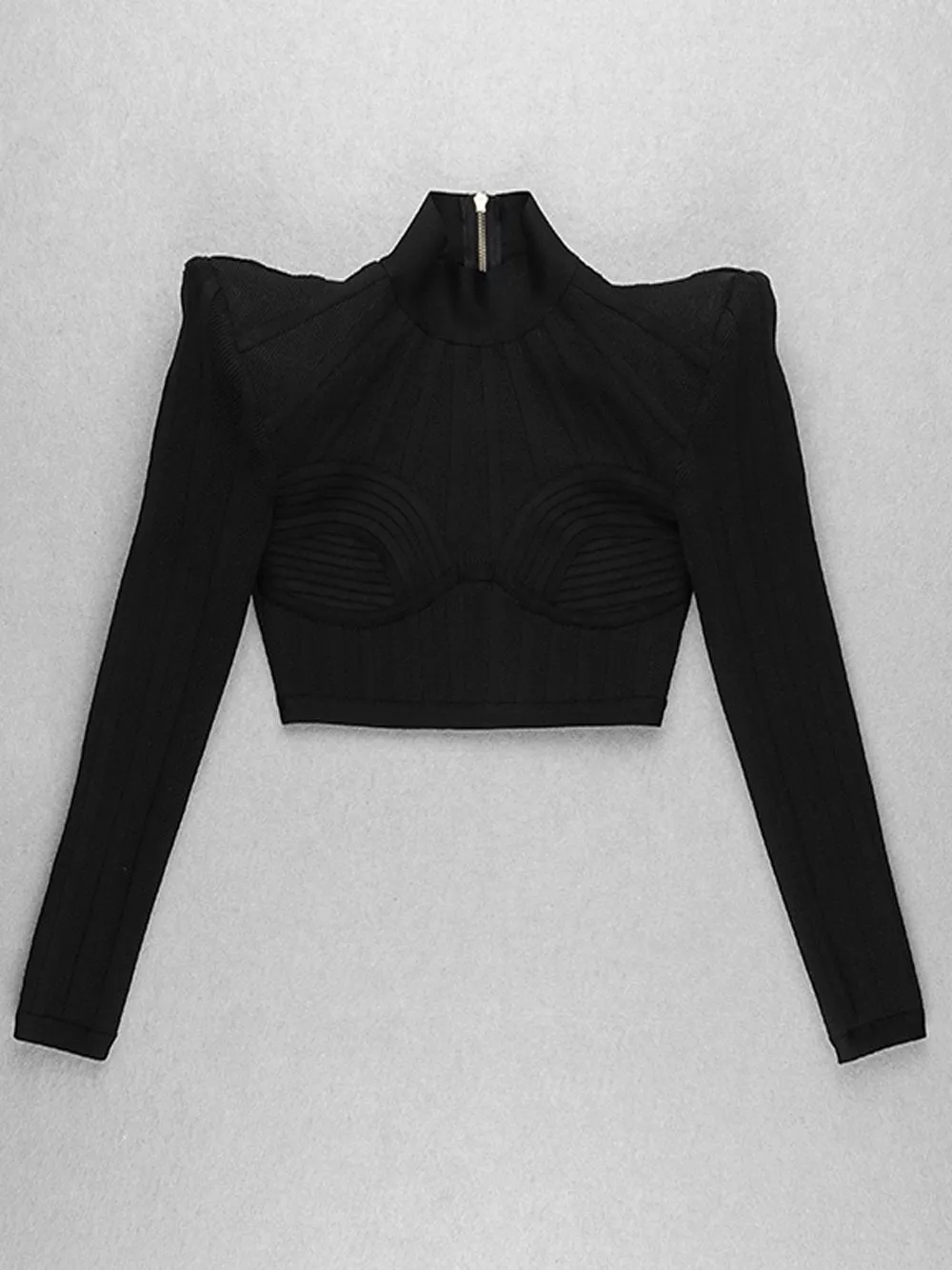 Jacquard Striped Crop Tops