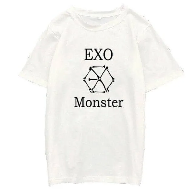 Kpop EXO T-Shirt Women Letter O-Neck Tops Korean Tops