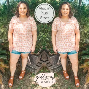 Last Chance Size 3XL | Keep Things Simple Leopard V Neck Tee Shirt in Blush Pink