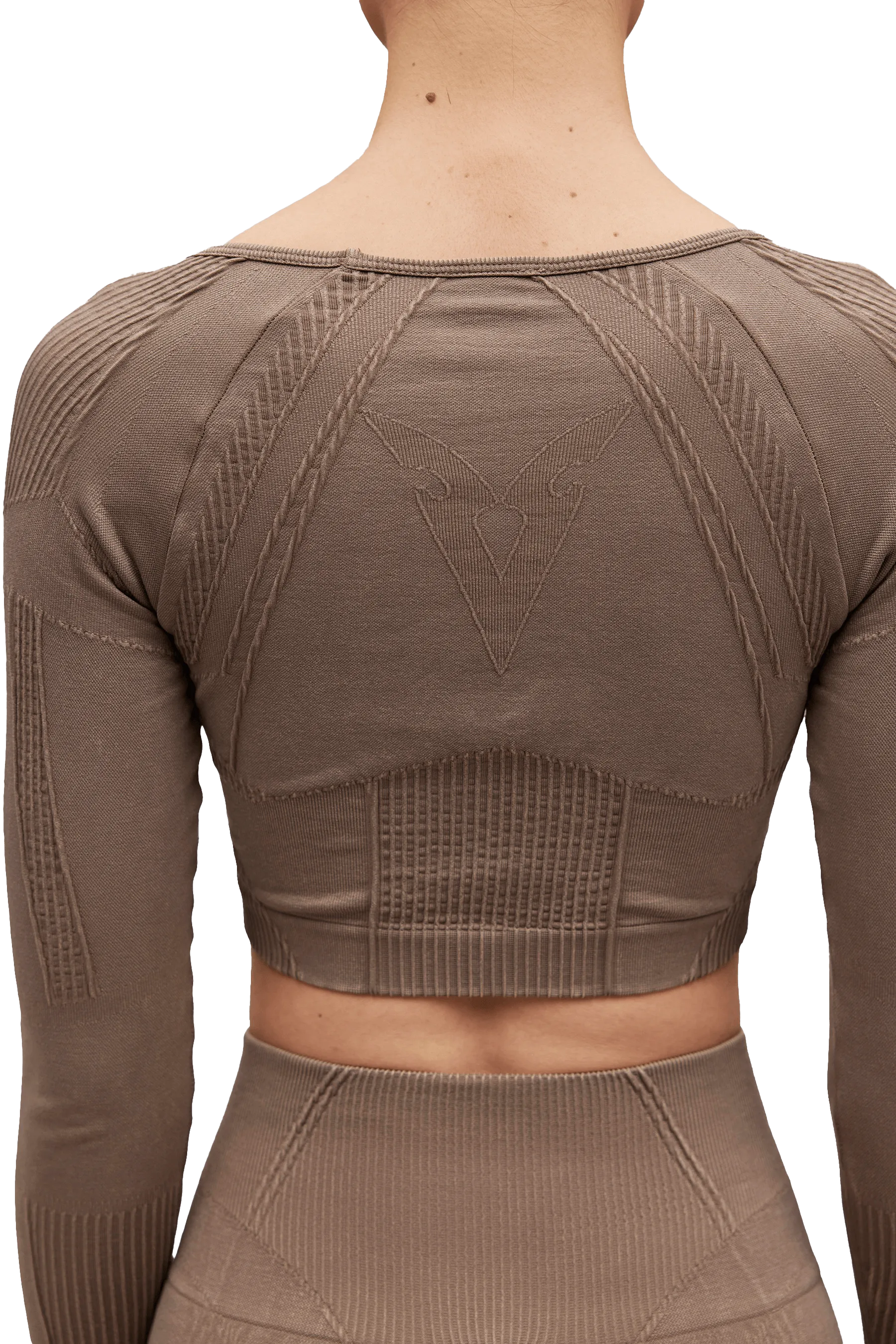 LONG SLEEVE CROPPED TOP - Tan Vintage