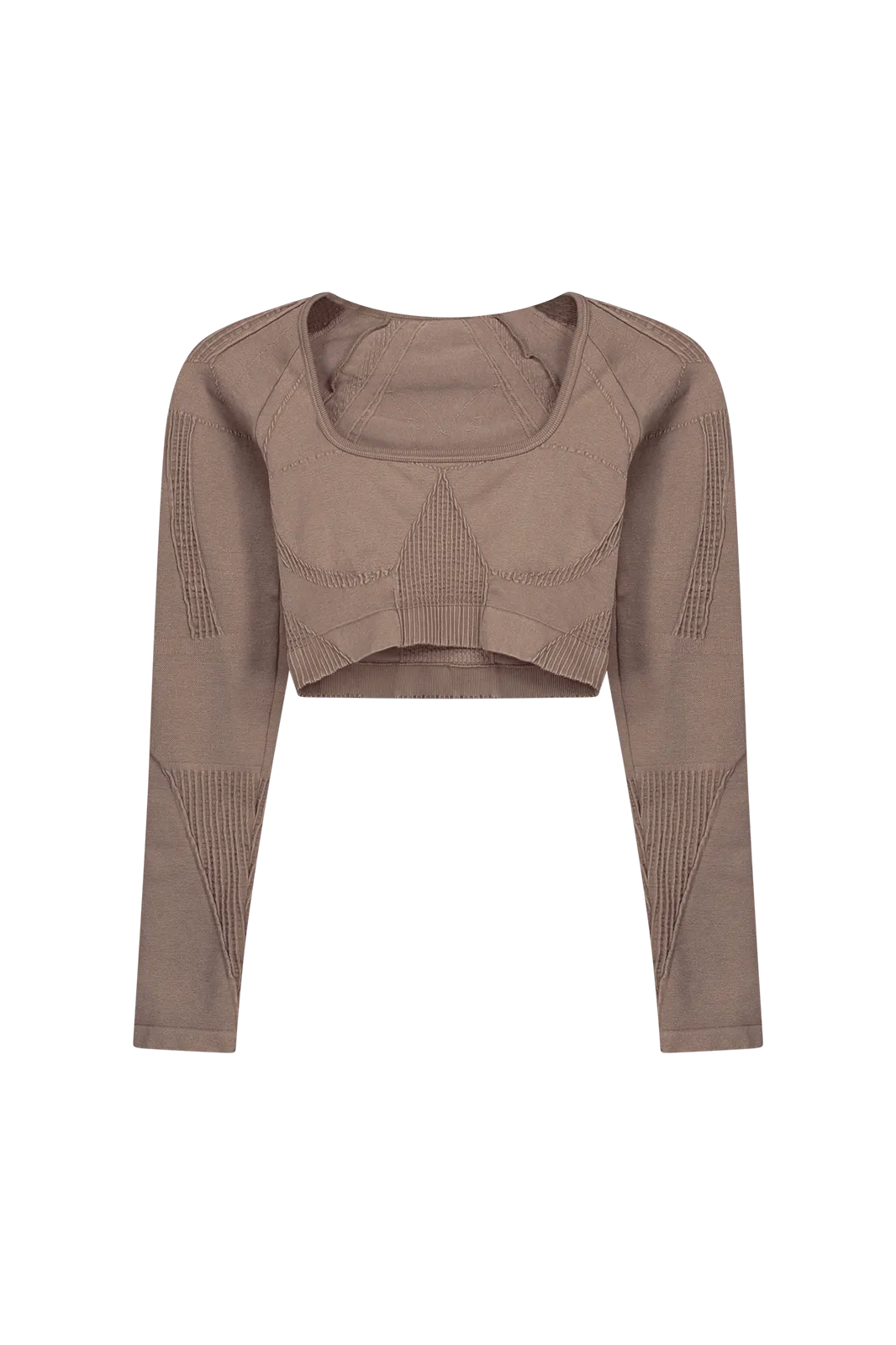 LONG SLEEVE CROPPED TOP - Tan Vintage