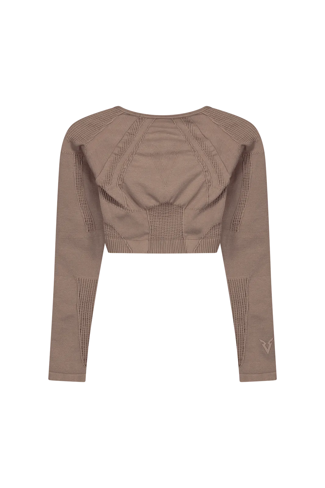 LONG SLEEVE CROPPED TOP - Tan Vintage