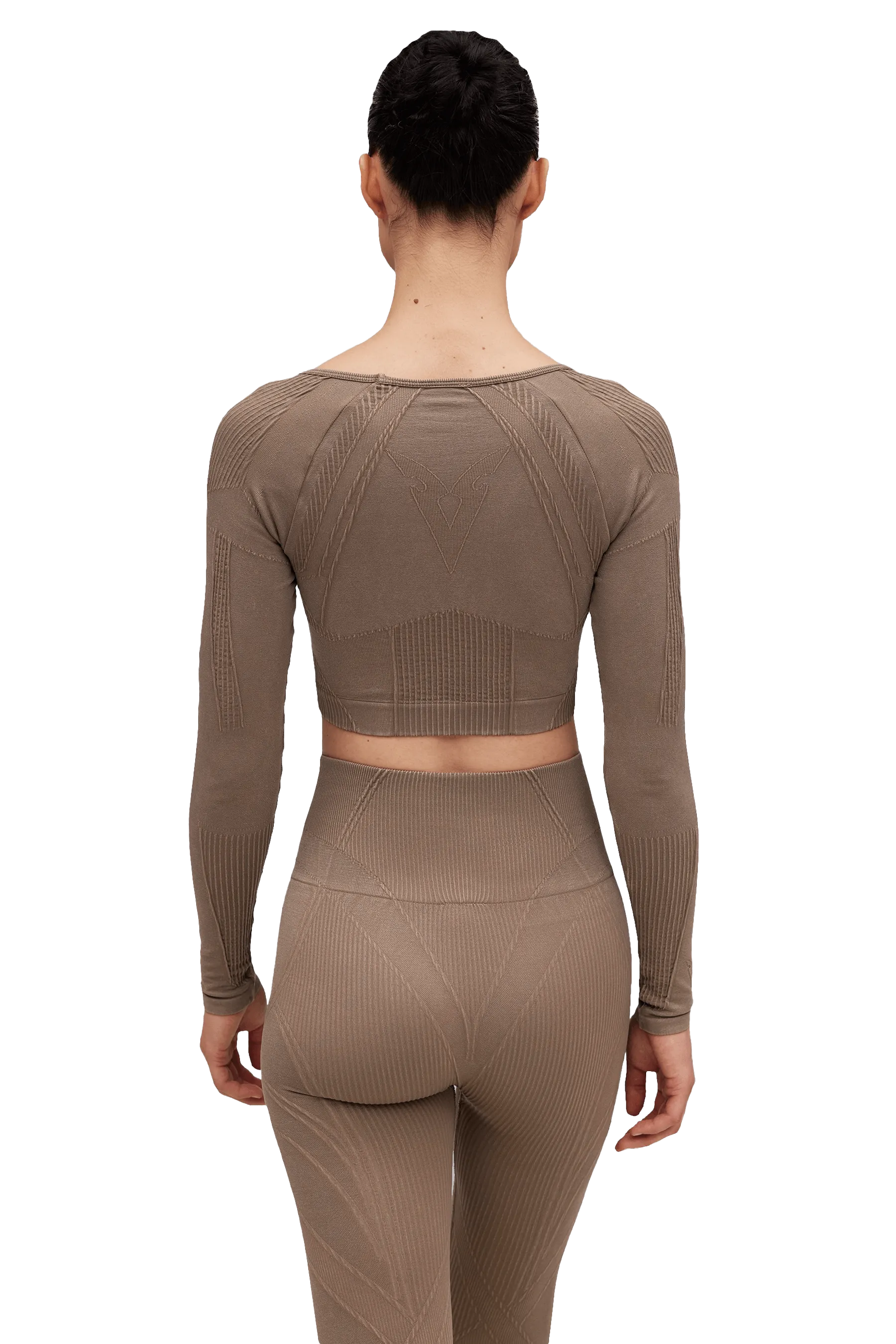 LONG SLEEVE CROPPED TOP - Tan Vintage