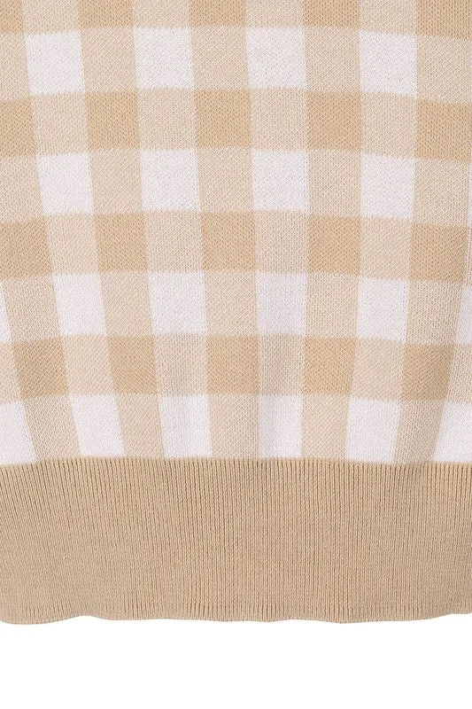LS Gingham pattern cardigan