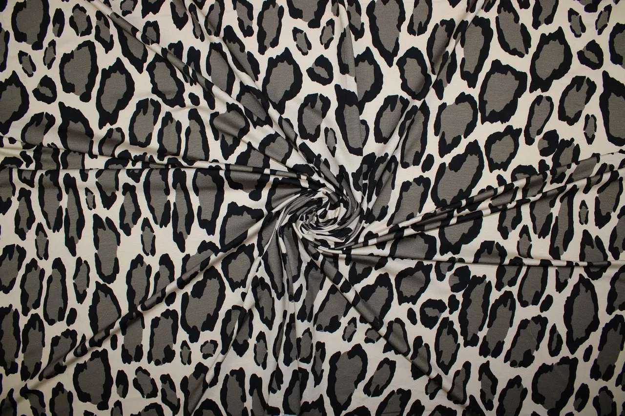 Mee-YOW! French Rayon Jersey - Ecru/Black on Ivory