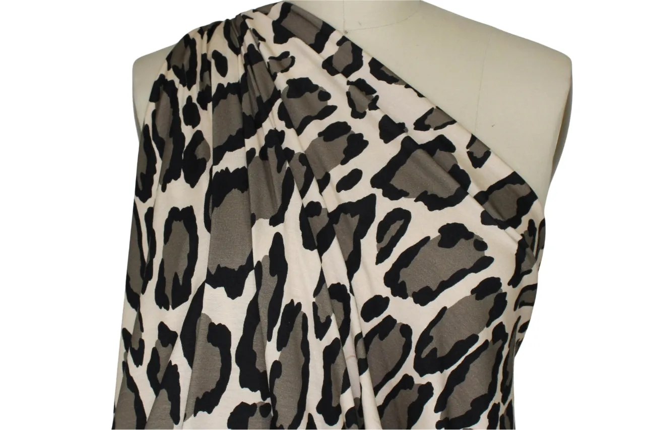 Mee-YOW! French Rayon Jersey - Ecru/Black on Ivory