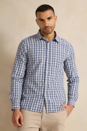 Men Blue Checkered Shirt