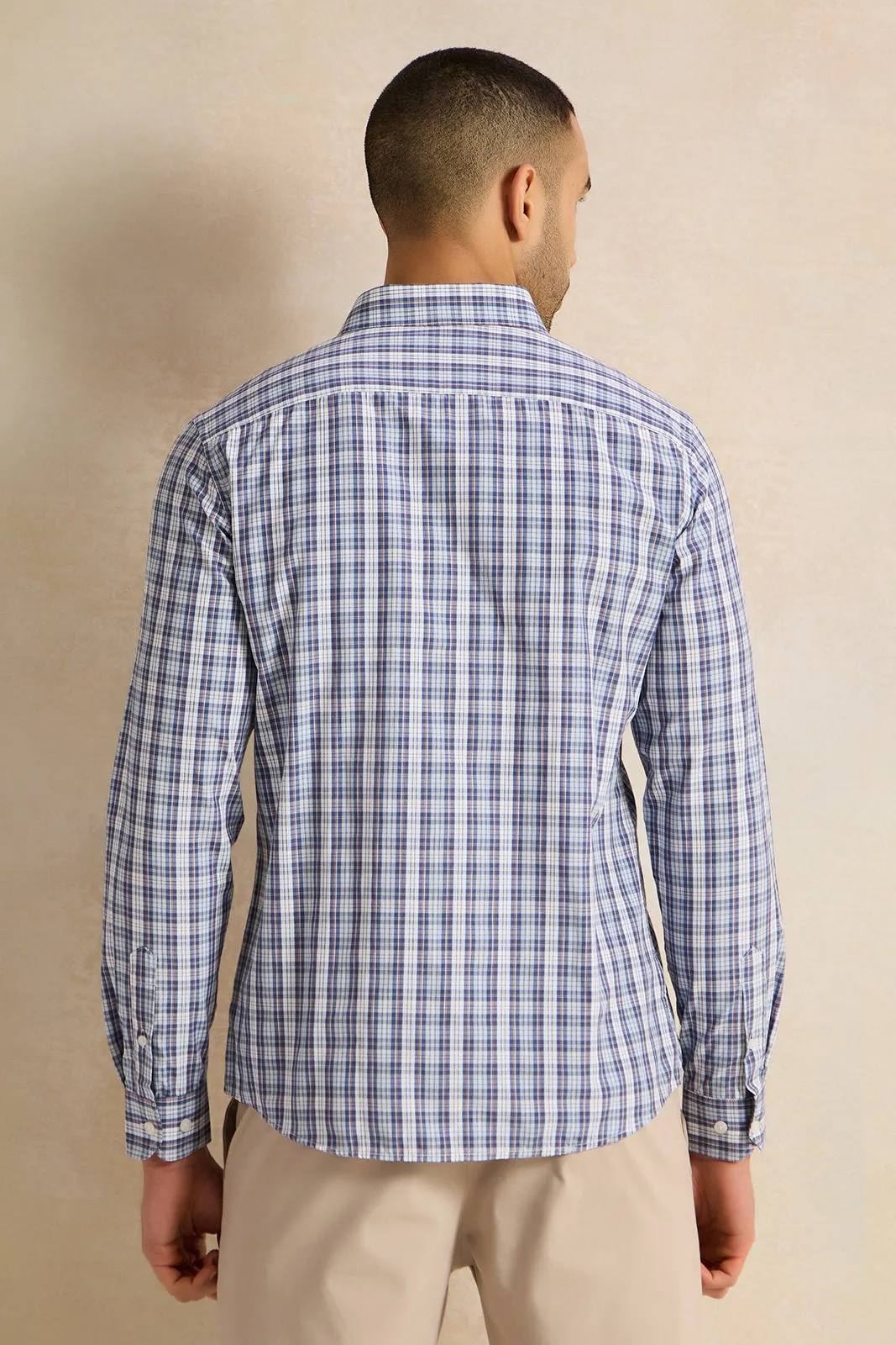 Men Blue Checkered Shirt