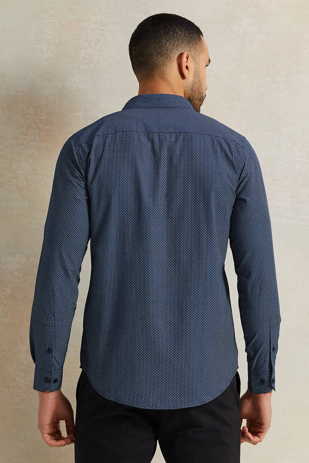 Men Navy Stand-Up Pack Shirt