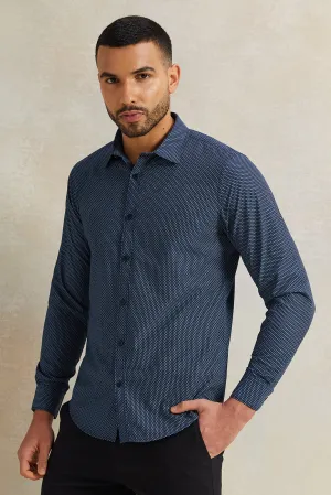 Men Navy Stand-Up Pack Shirt