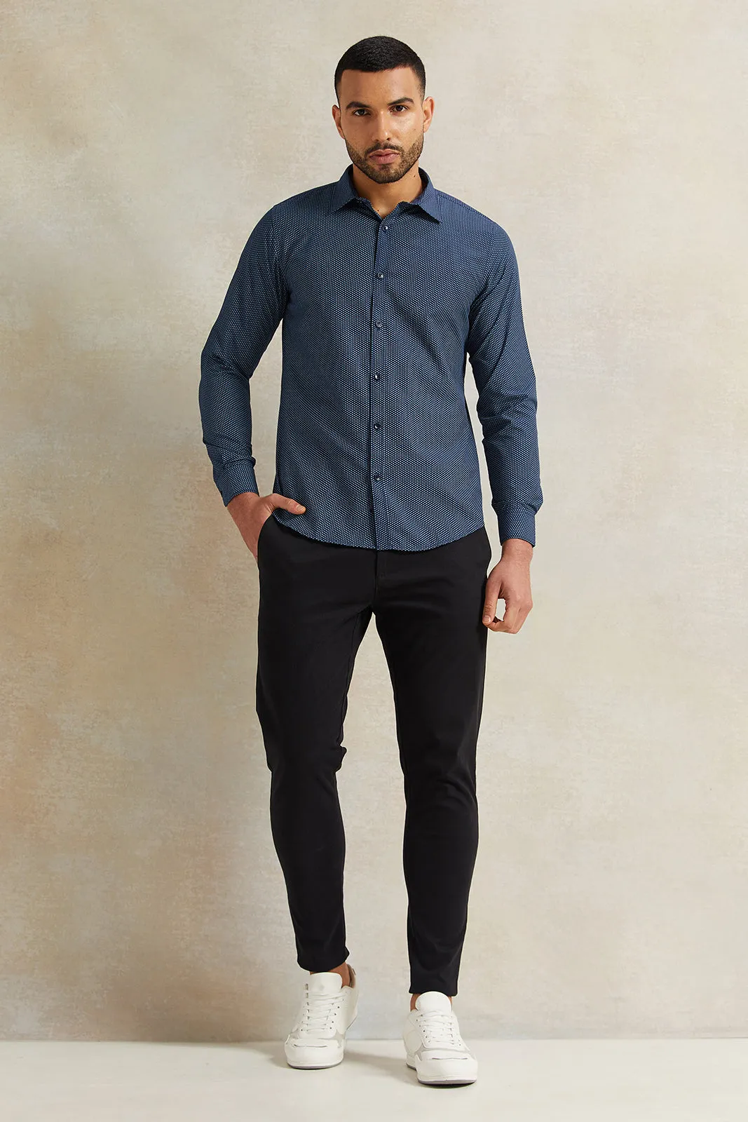 Men Navy Stand-Up Pack Shirt