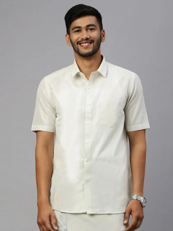 Men Silver Tissue Shirt Sankalpam