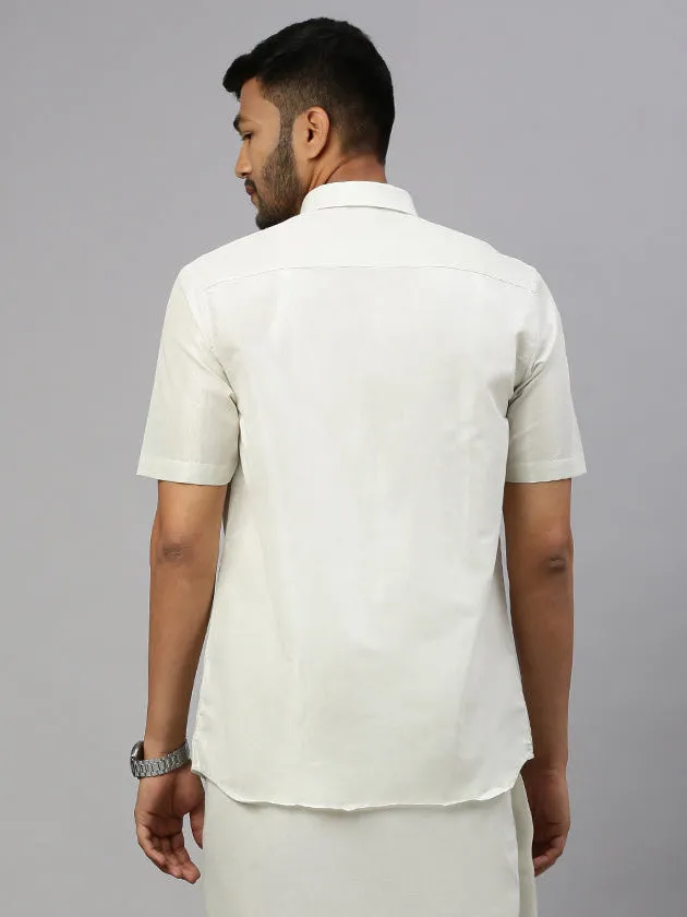Men Silver Tissue Shirt Sankalpam
