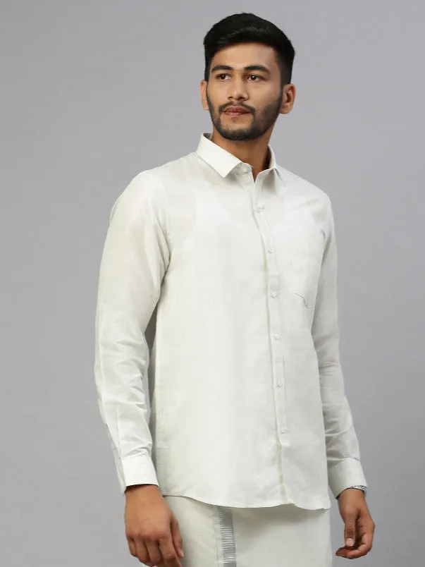 Men Silver Tissue Shirt Sankalpam