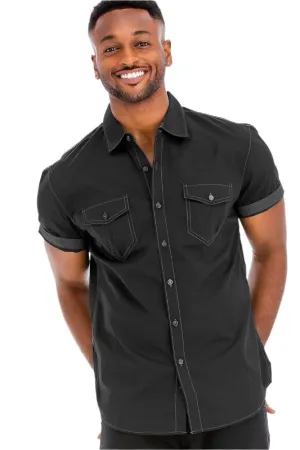 Mens Outline Stitch Short Sleeve Shirts