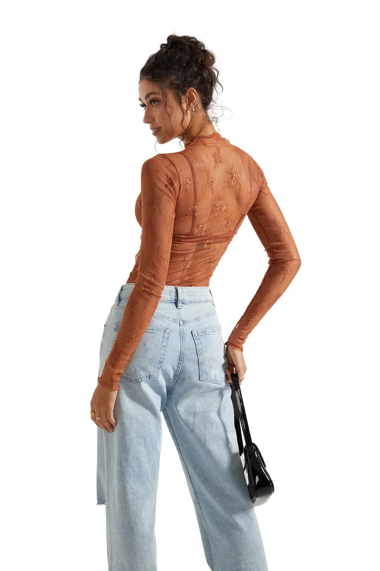 Mesh Lace Cover Shirt - Long Sleeve