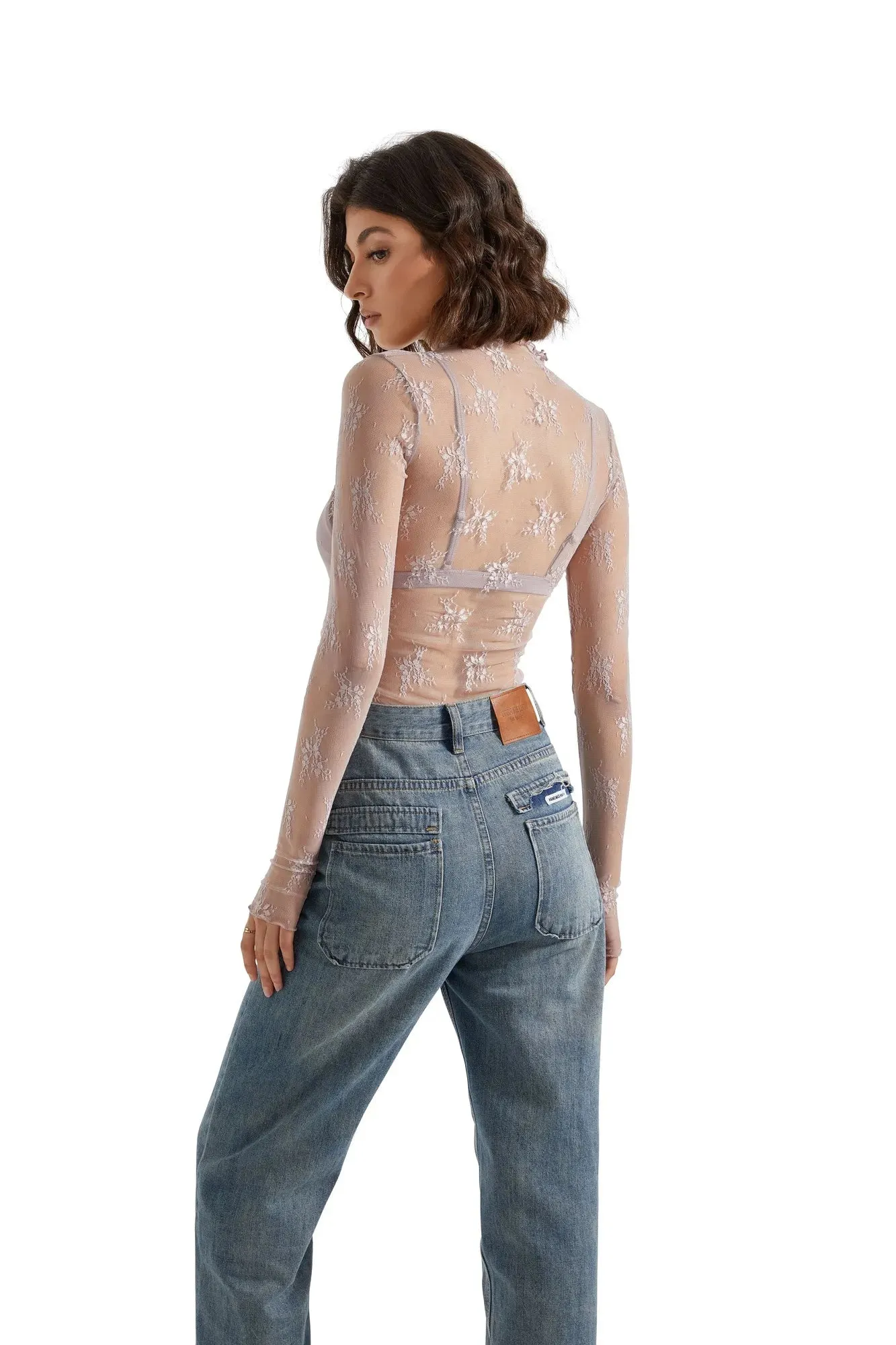 Mesh Lace Cover Shirt - Long Sleeve