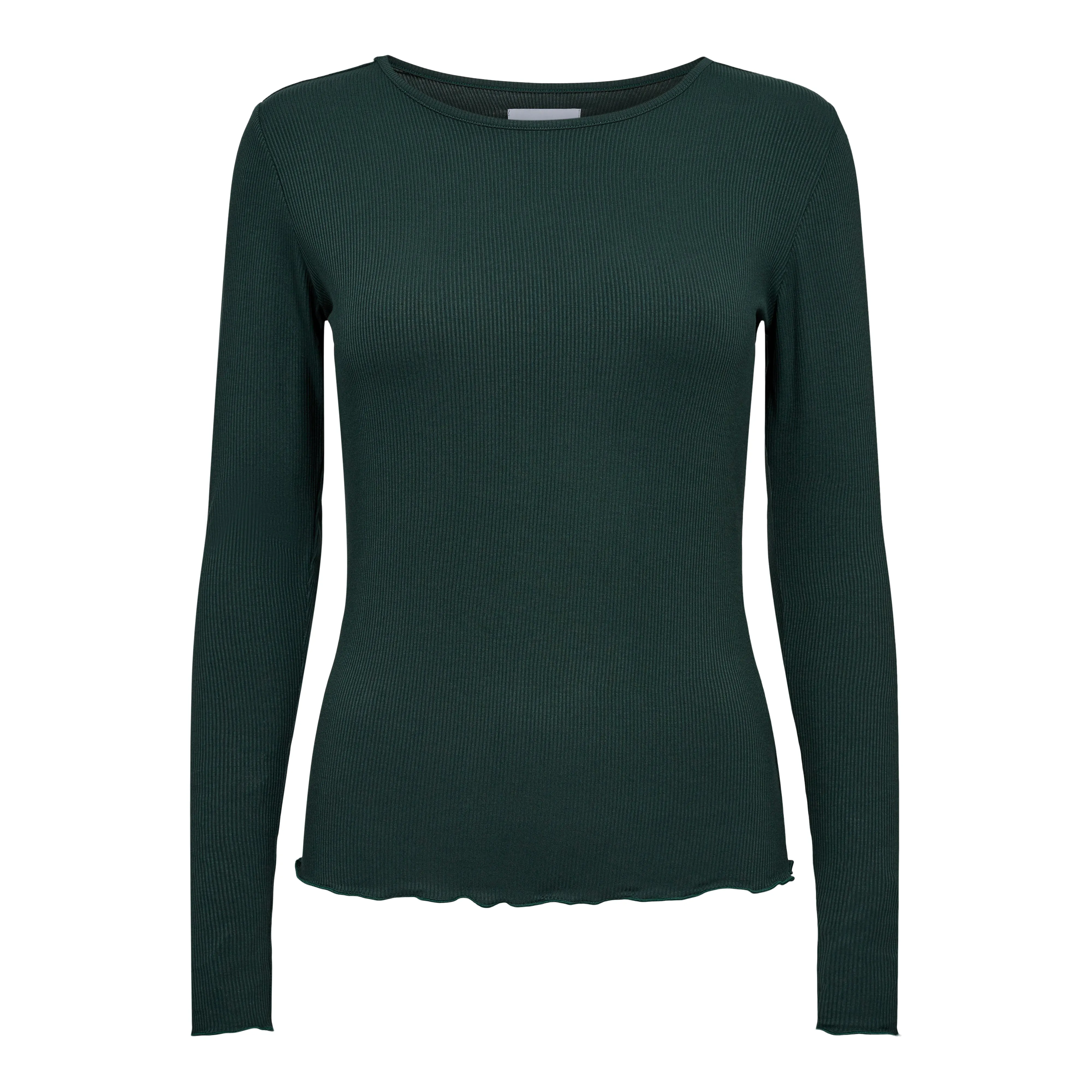 NATALIA LS ROUND NECK  BLOUSE - BOTTLEGREEN