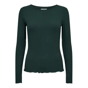 NATALIA LS ROUND NECK  BLOUSE - BOTTLEGREEN