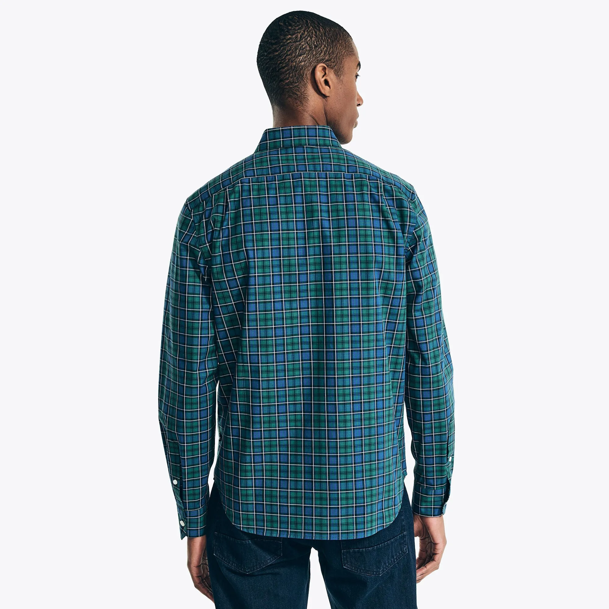 Nautica Men's Wrinkle Resistant Plaid Wear to Work Shirt
