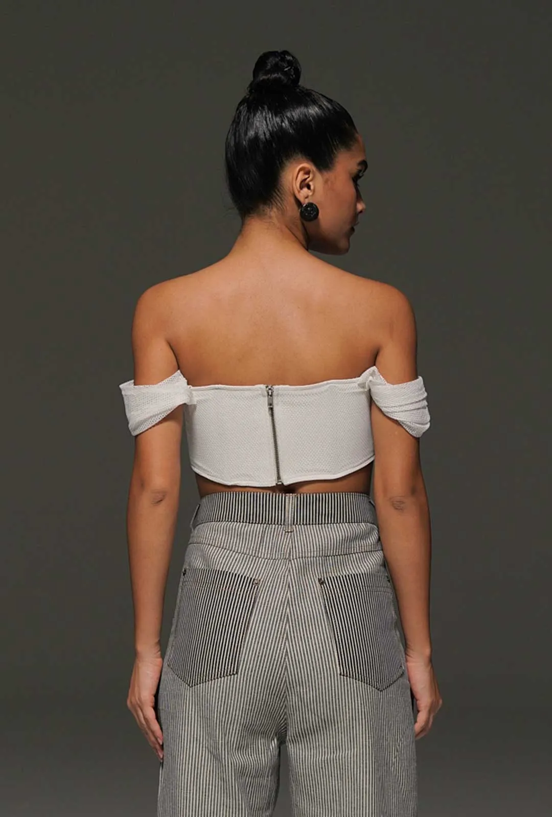 Off-Shoulder Netted Corset