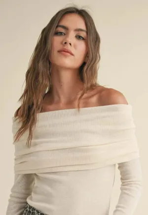 Off Shoulder Sweater Top - Cream