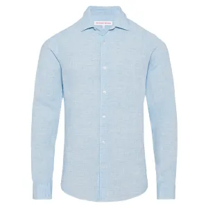 Orlebar Brown - Giles Linen Tailored Fit Shirt in Pale Blue