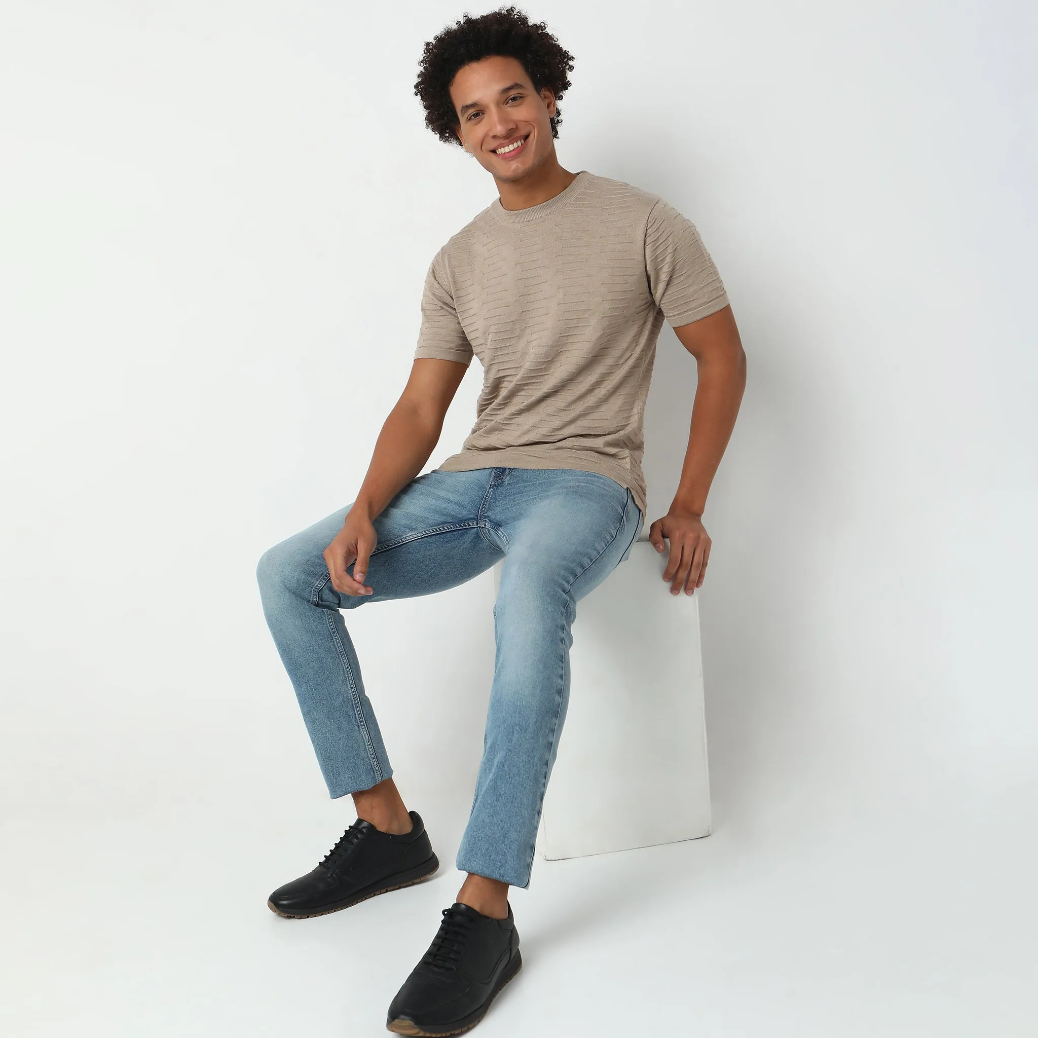 Regular Fit Structured Flatknits T-Shirt