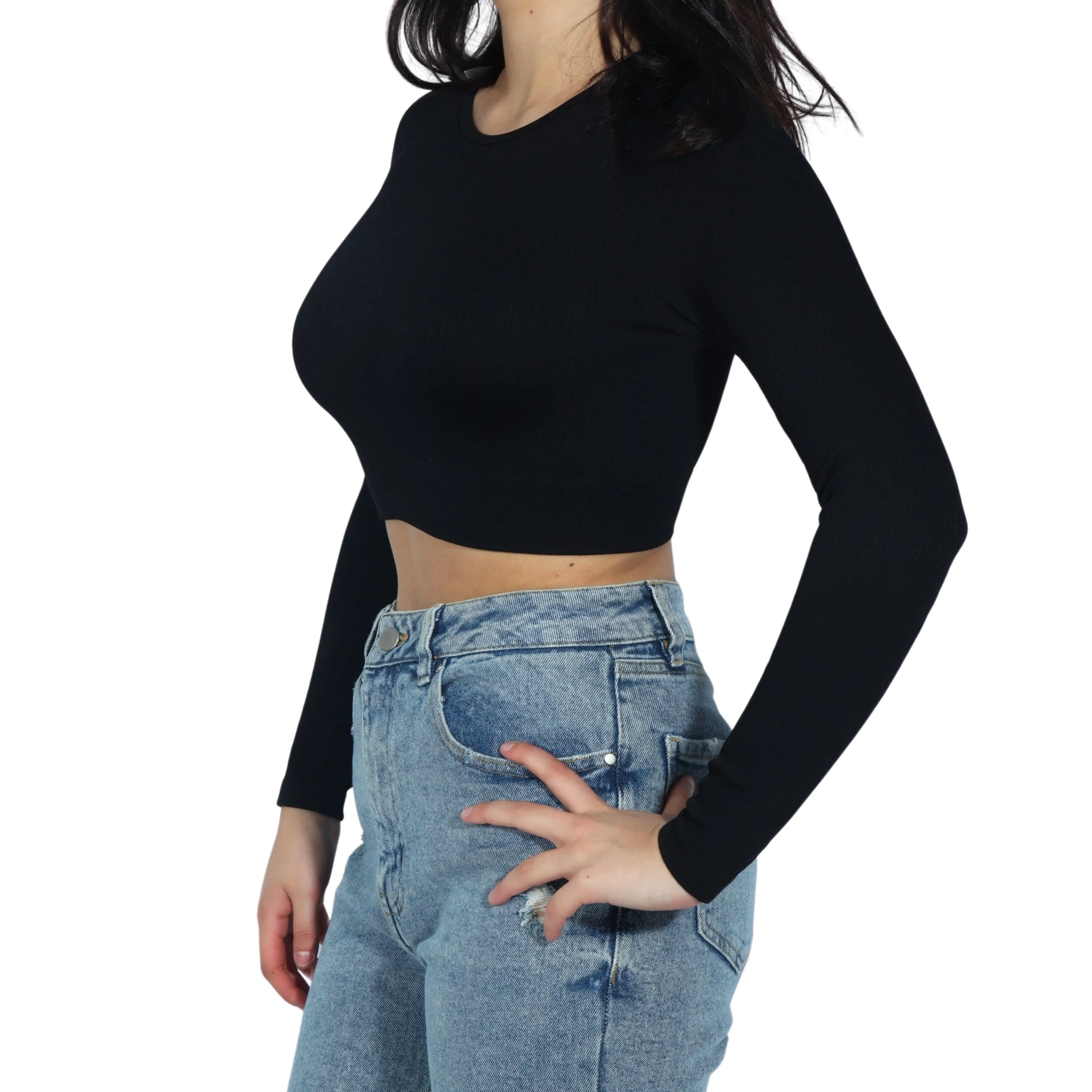 Ribbed Stretchy Cropped Top