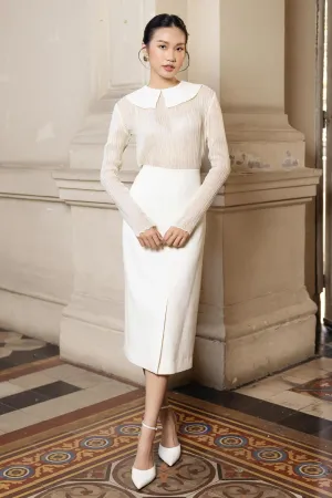 Rose Straight Pointed Flat Collar Chiffon Top