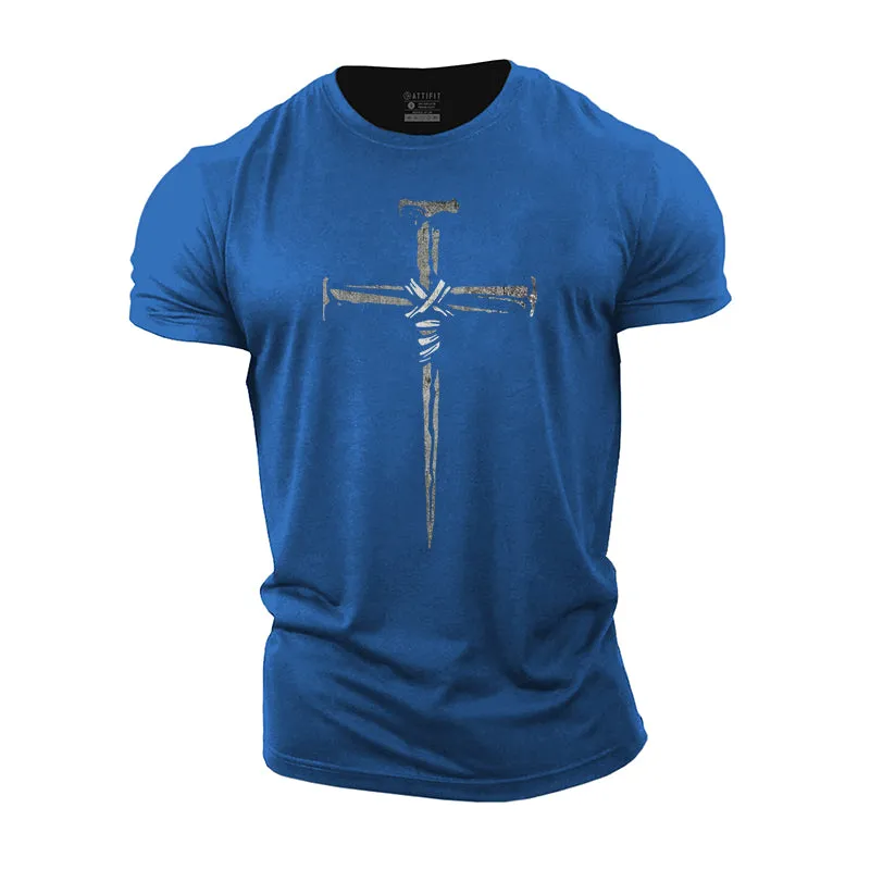 Rust Cross Print Men's Fitness T-shirts