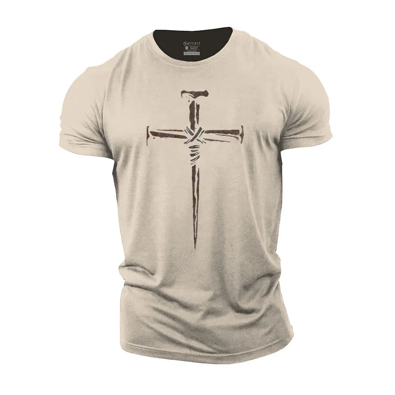 Rust Cross Print Men's Fitness T-shirts