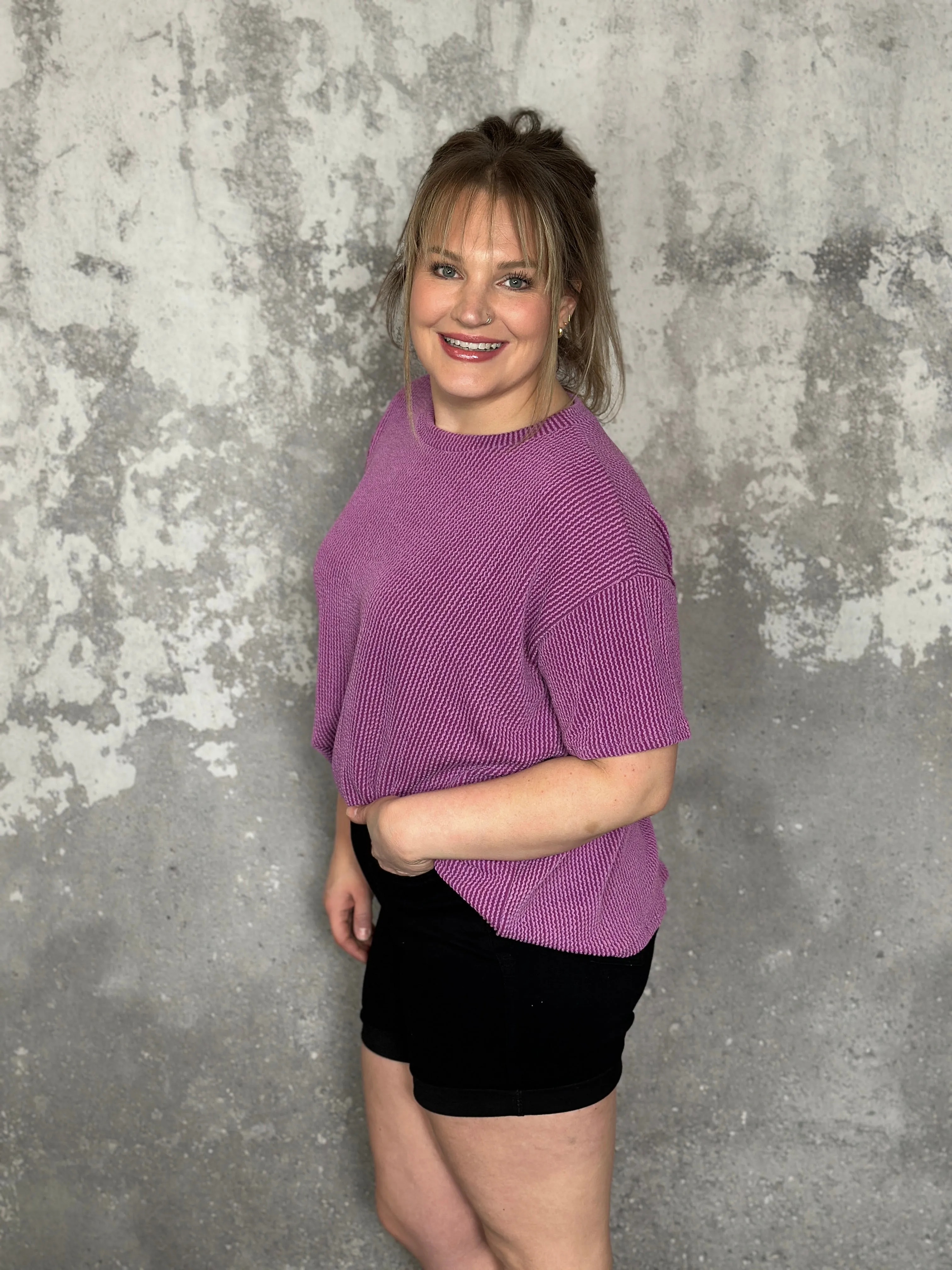 Shift Soft Ribbed Top - Magenta RESTOCK