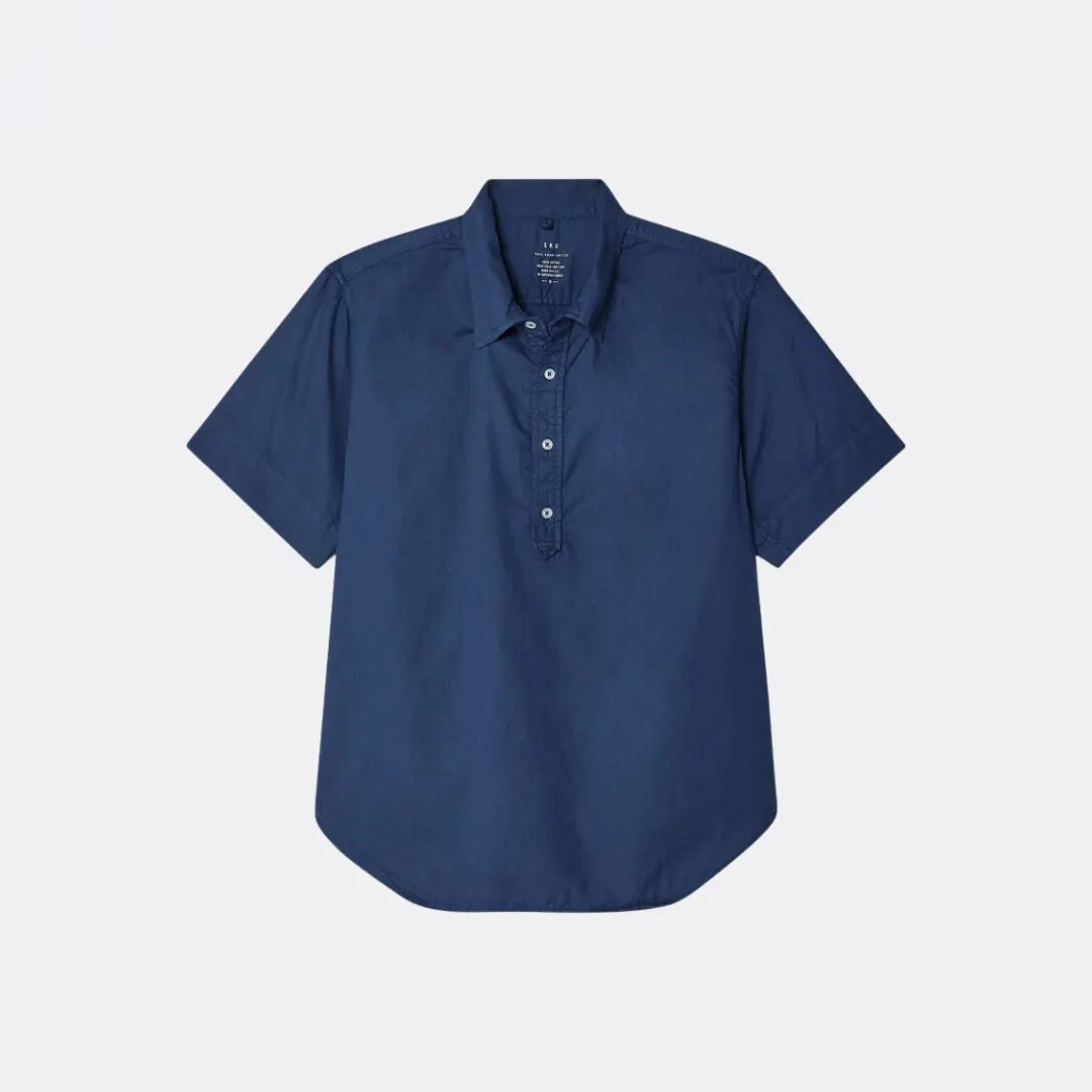 Short Sleeve Popover Oxford Shirt (Dark Indigo)