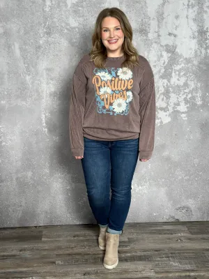 Soft Ribbed Positive Vibes Long Sleeve