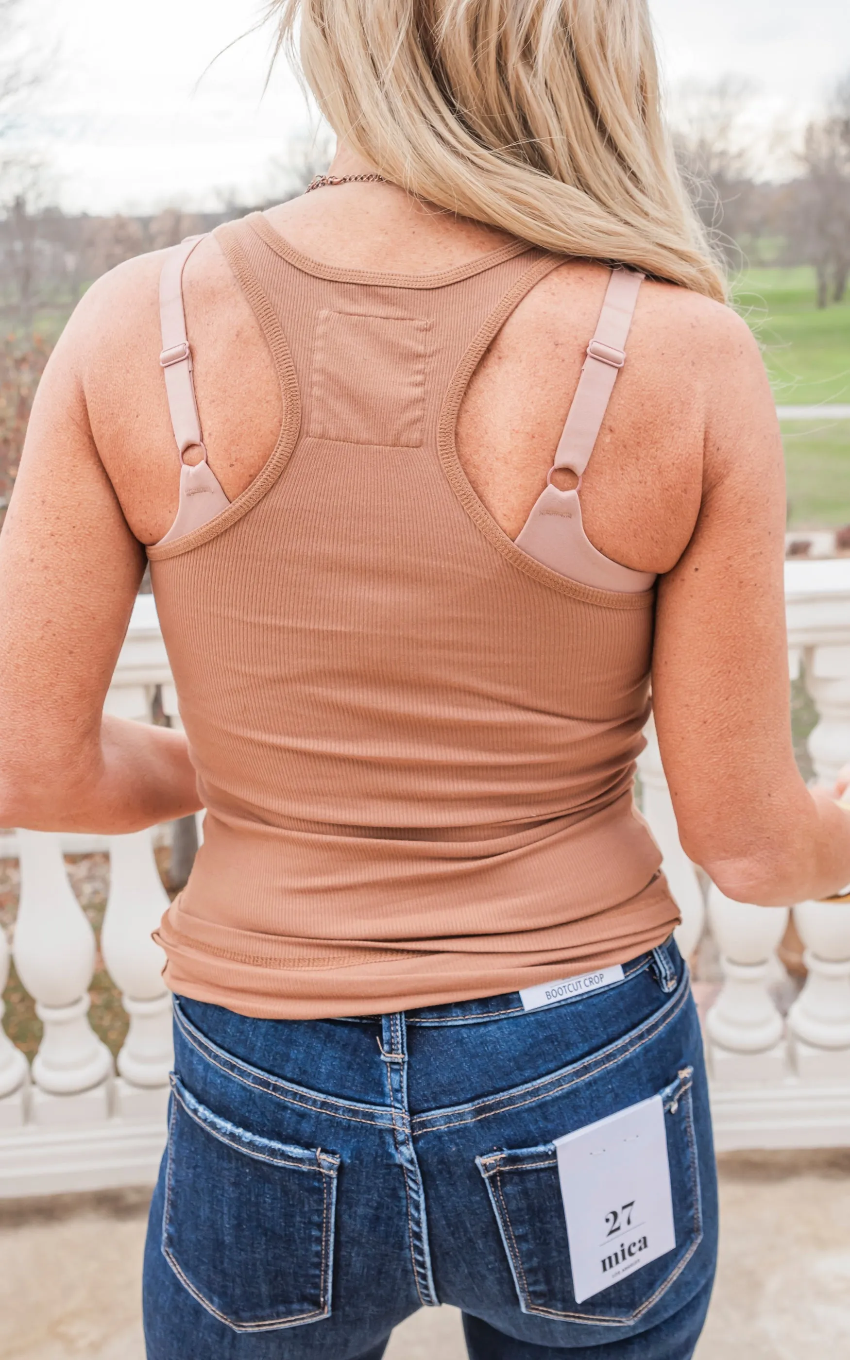 Stretchy Ribbed Racerback Tank Top - Final Sale