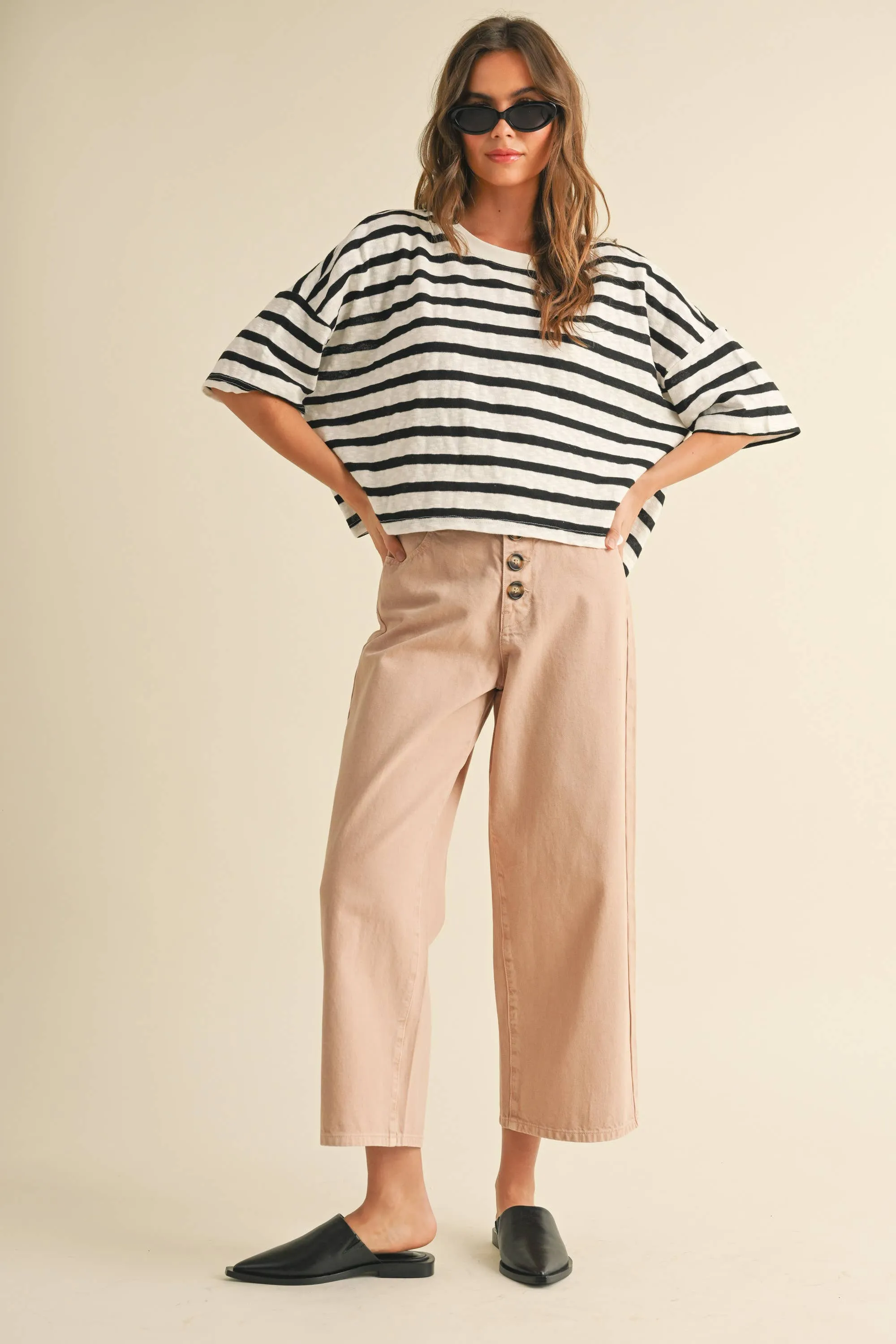 STRIPED SHORT SLEEVE TOP