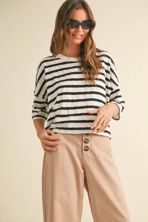 STRIPED SHORT SLEEVE TOP