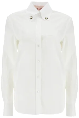 Structured Collar White Optical Long Sleeve Cotton Shirt