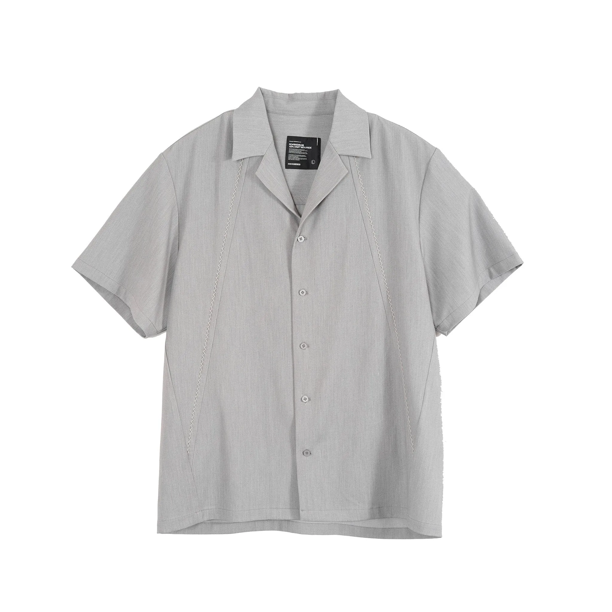 Structured Line Draped Short Sleeve T-shirt Gray