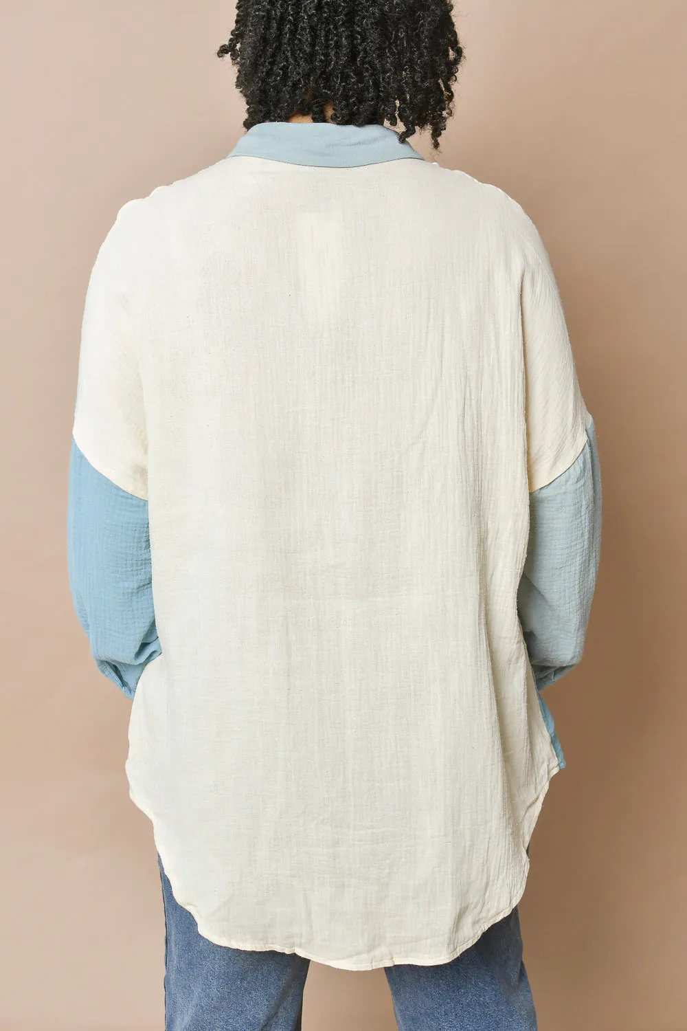 Teal Full Size Pocketed Texture Button Up
