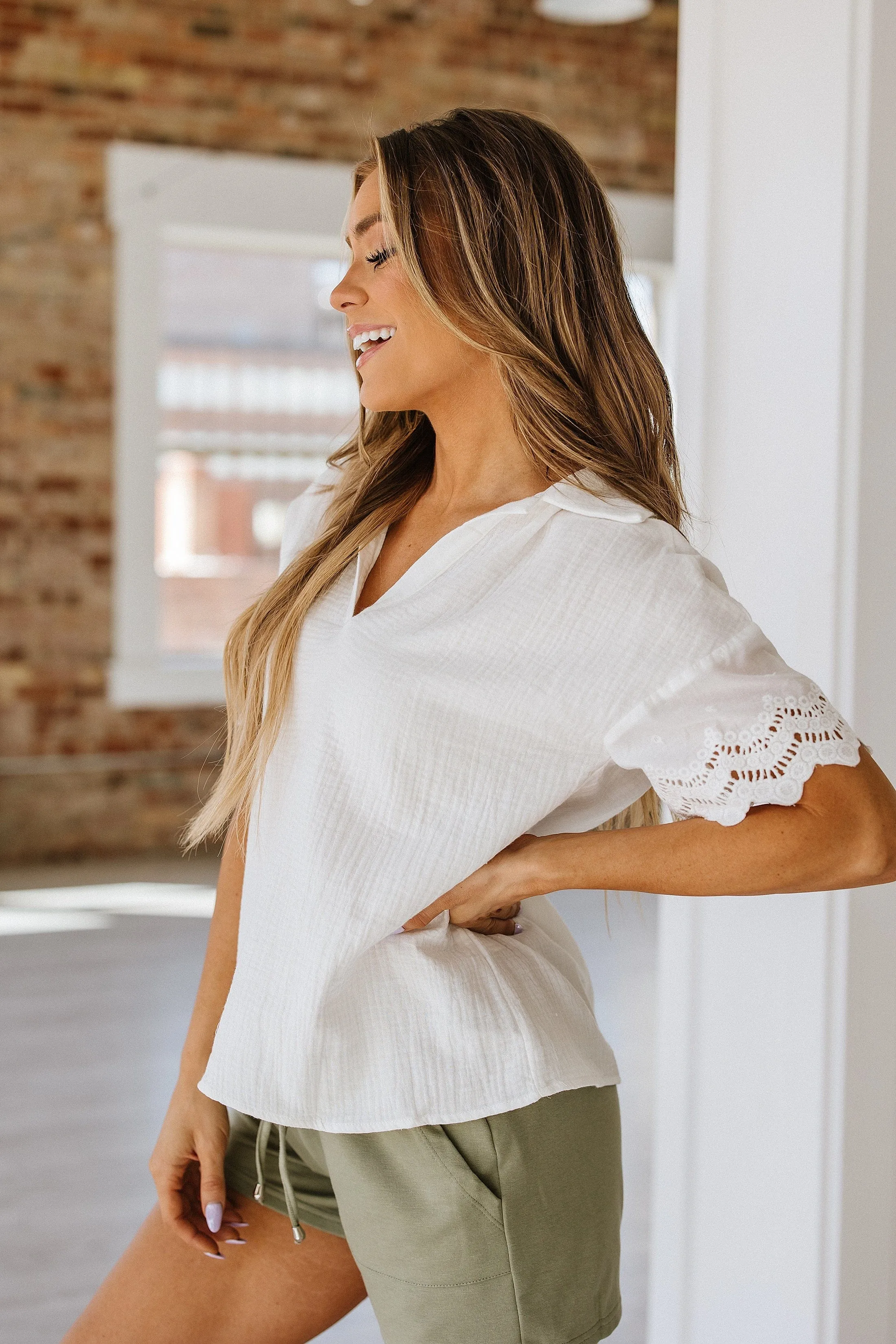 Trina Crinkled Collared Blouse | DROPSHIP