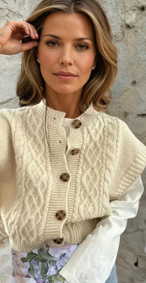 Trish - Vintage Button Knit Cardigan